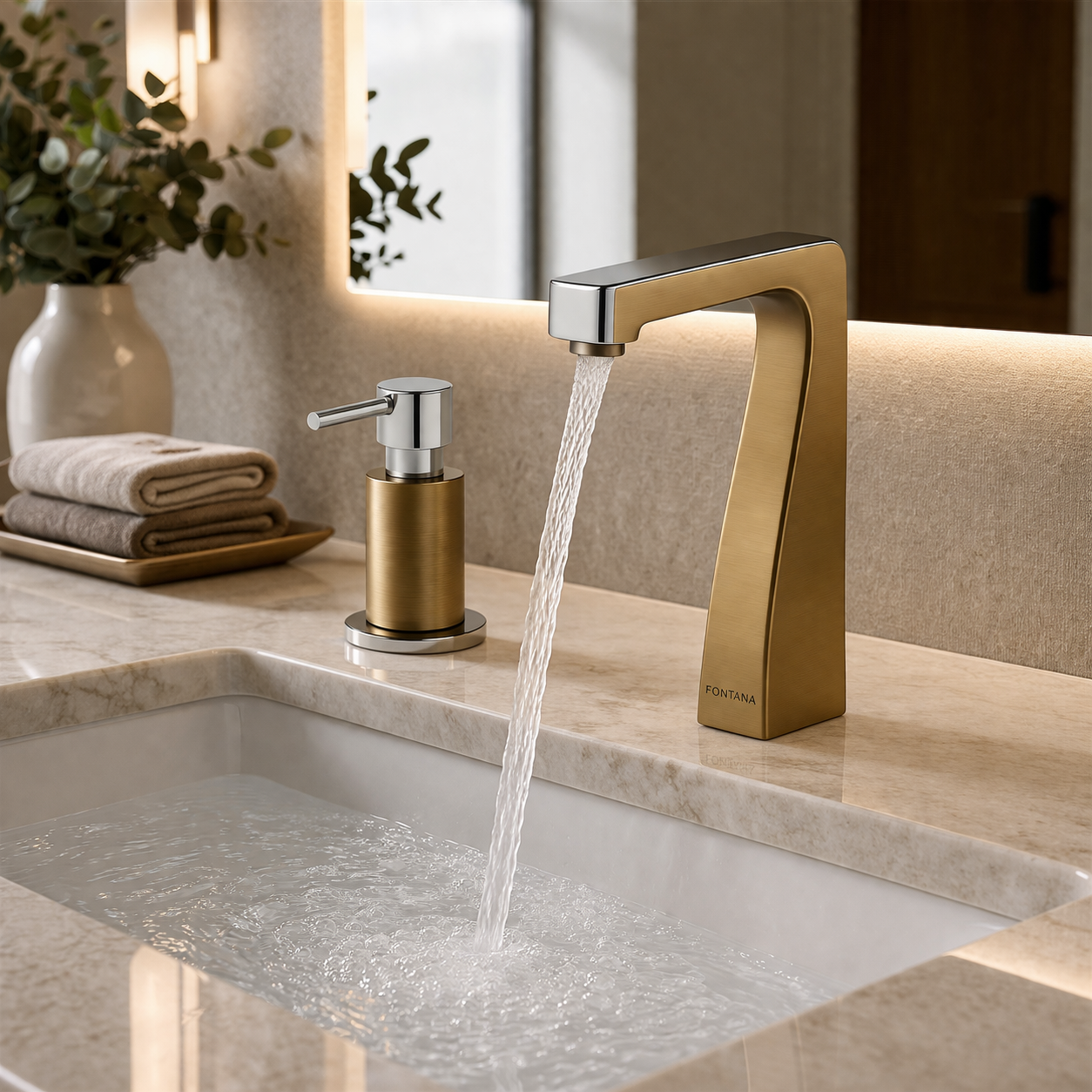 Wall-mounted automatic soap dispenser in a modern public restroom