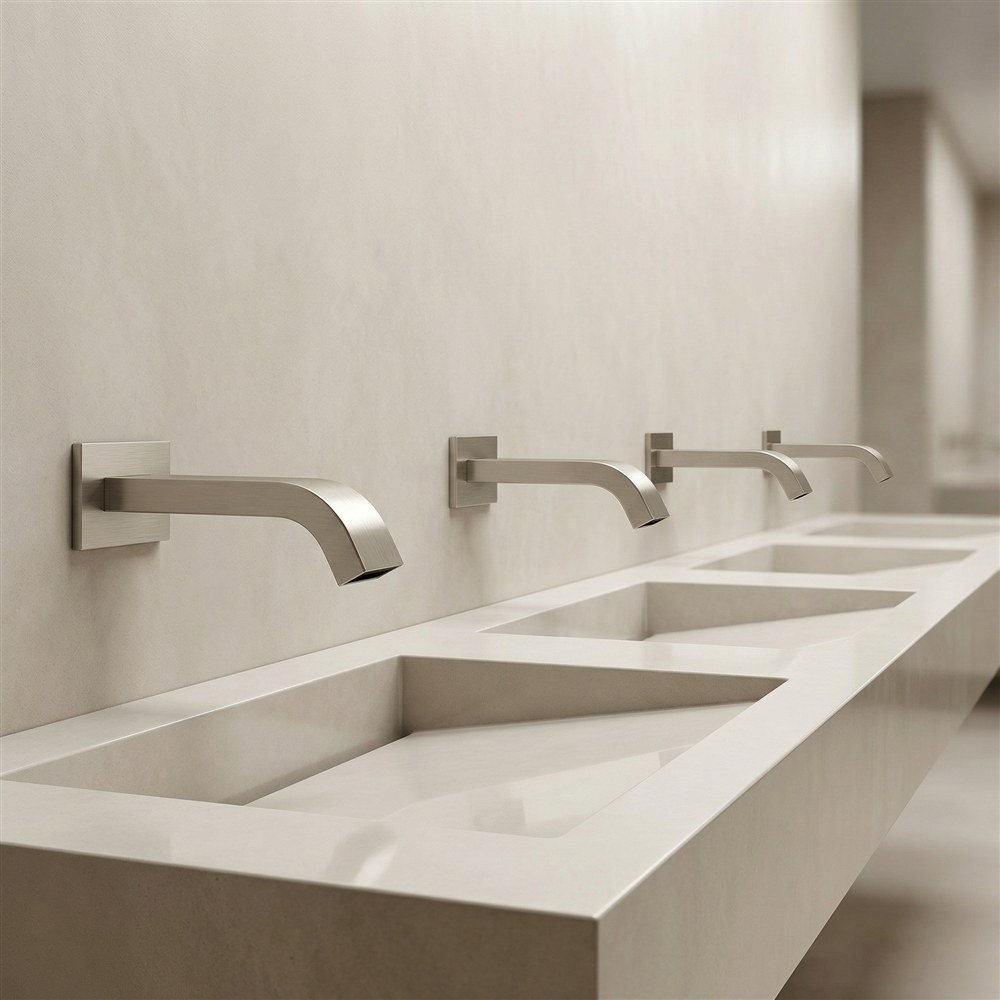 Vandal-resistant aerator sprayhead and laminar outlet comparison for commercial touchless faucets