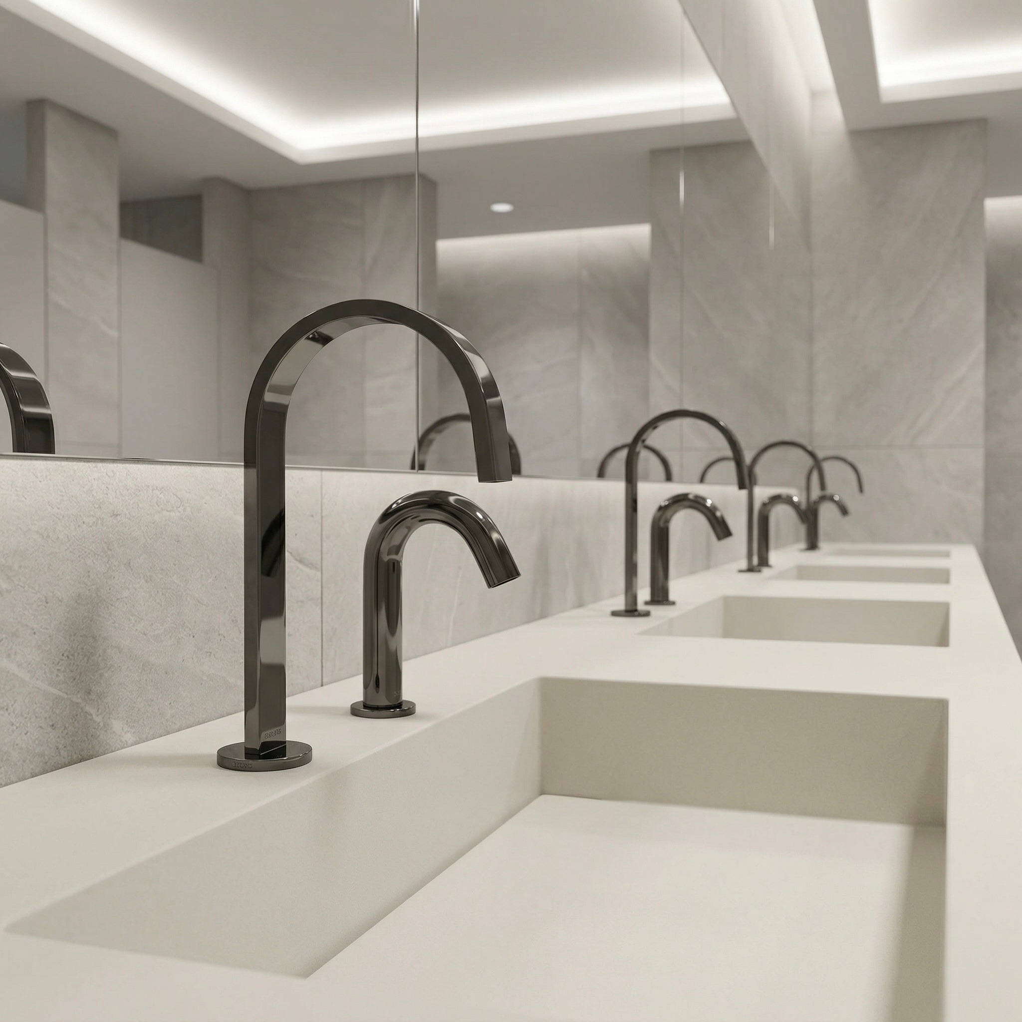 Modern sensor-operated bathroom faucet showing minimalist design